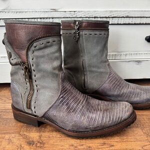 Cuadra Cowboy Western Teju Lizard Boots Oxford Gray Vintage Men's Size 9.5